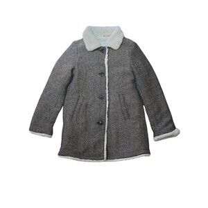 Primark Size 7-8 Girls Faux Fur Jacket Brown and Black Herringbone Style…